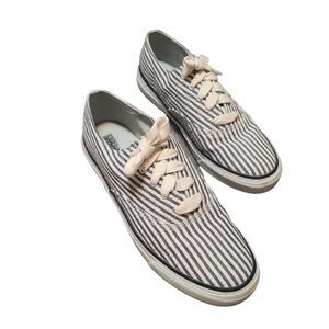 Sperry Pinstriped Topsider Sneaker Blue & White 9.5